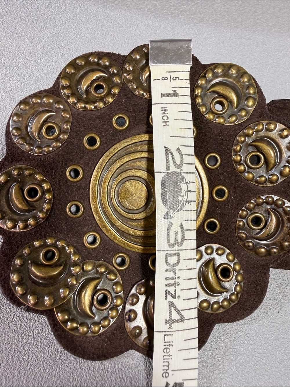 Lake Shore Drive Vintage Brown Leather and Brass Decorative Waist Belt - Picture 11 of 11